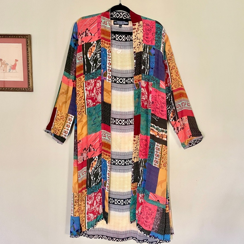 J Peterman | Clara’s Patchwork Print Reversible Robe / Kimono, Sz L ♥ NWOT